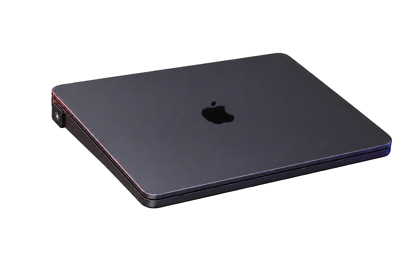 A single magnetic outward-facing CLICKKEY attached flush to the short side of a closed MacBook